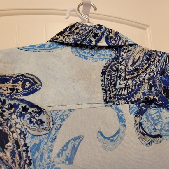 CHICO'S Enchanted Paisley Betty Long Sheer Shirt Size 0 - Picture 7 of 15